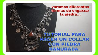 DIY TUTORIAL PARA HACER UN COLLAR CON ALAMBRE Y PIEDRA RANURADA ENGARSES SENCILLOS CON ALAMBRE [upl. by Ssor]