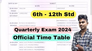 🔴6th  12th Std quarterly exam time table 2024 tamil nadu  9th 10th 11th 12th quarterly time table [upl. by Nnhoj]