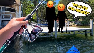 ANGRY OLD COUPLE HARASSES US FOR FISHING THEY WERE PISSED [upl. by Nomzzaj343]