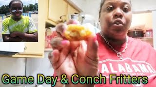 Game Day  Football Fun amp Cooking Conch Fritters [upl. by Ezitram]