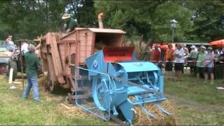 Ensinger Bulldog AS25 with Threshing Machine Klassikertreffen Bad König [upl. by Nylakcaj]