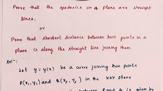 Calculus of VariationGeodesics on plane is straight line18mat31 Module 5JanFeb2023 Qno10b [upl. by Nwahsyt118]