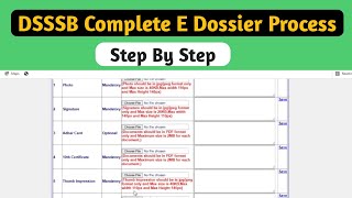 DSSSB Complete E dossier Process Step By Step 2021 How to fill DSSSB E Dossier Documents List [upl. by Ancell524]