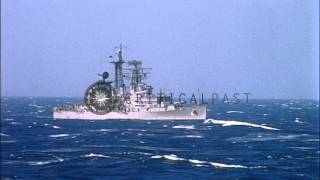 USS Little Rock ship underway in rough sea in Mediterranean HD Stock Footage [upl. by Pasho]