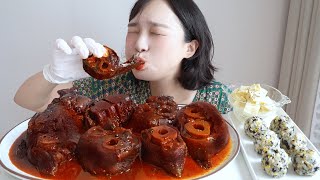 이틀동안 만든 불닭 우족찜 먹방🔥오랜만에 너무 먹고싶어서 남편에게 만들어달라고 조름🥹❤ REALSOUND MUKBANG D [upl. by Kaltman144]