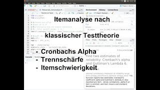 RStutorials V 20 Itemanalyse mit RStudio [upl. by Abe449]