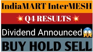 IndiaMART InterMESH ltd Share Latest news💥Q4 Results💥Dividend Announced📈Buy Hold Sell📉 [upl. by Atinit]