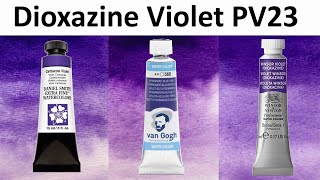 Dioxazine Violet PV23 Watercolor Comparison  Daniel Smith Winsor amp Newton VanGogh [upl. by Brynn]