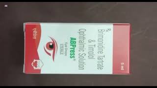 ABPress Eye Drops  Brimonidine Tartrate amp Timolol Ophthalmic Solution Uses  Abpress eye drops uses [upl. by Kwabena]