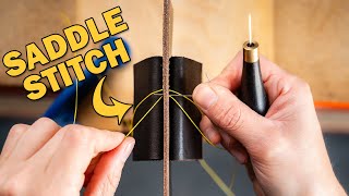 How to hand stitch leather  Leather Craft 101  EP04 Saddle stitch tutorial [upl. by Arlynne]