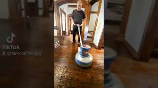 Burnishing in stain to this wood floor before polishing [upl. by Melena]