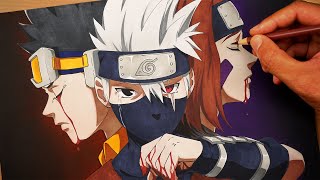 Drawing Young Kakashi Obito and Rin [upl. by Bernadine]