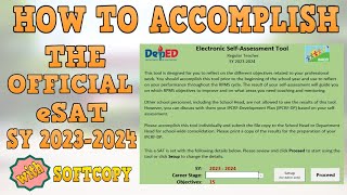 HOW TO ACCOMPLISH eSAT SELF ASSESSMENT TOOL FOR TEACHERS SY 20232024 [upl. by Junius]