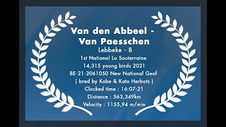 Van den Abbeel  Van Paesschen  Lebbeke   1st National La Souterraine 14315 young birds 2021 [upl. by Sucramat]