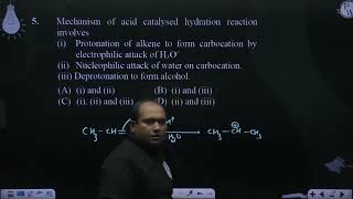 Mechanism of acid catalysed hydration reaction involves i Protonation of alk [upl. by Aicital]