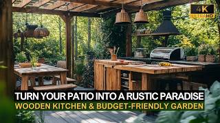 Turn Your Patio Into a Rustic Paradise Stunning Wooden Kitchen amp BudgetFriendly Garden Hacks [upl. by Hackathorn]