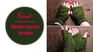 TUTORIEL TRICOT Mitaines fausses torsades avec le pouce 🧶 [upl. by Eenwat]