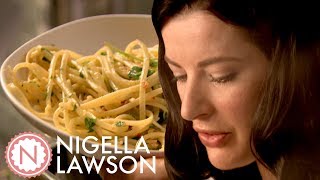 Nigella Lawsons Crab Linguine With Chilli And Watercress  Forever Summer With Nigella [upl. by Alliber687]