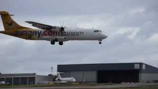 ATR 72 from Aurigny Air Services landing Guernsey Airport Channel Islands HD and full screen [upl. by Aloysia452]