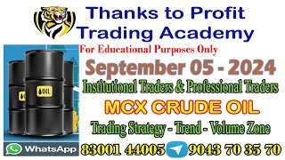 MCX CRUDE OIL On 05 SEP 2024 Trading Strategy with Support and Resistance [upl. by Annayrb]