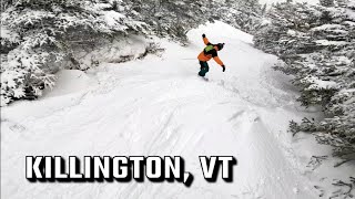 Full Day Snowboarding and Exploring Killington Resort Vermont  Powder Day in the Trees [upl. by Wilonah130]