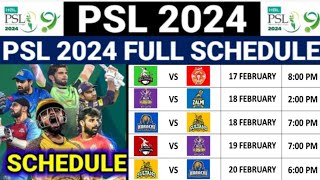 PSL Schedule announced  Full Schedule of Pakistan Super League 2024  PSL9 Part 1 [upl. by Nnyleimaj]