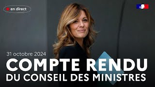 Compte rendu du Conseil des ministres du 31 octobre 2024 [upl. by Katharina]