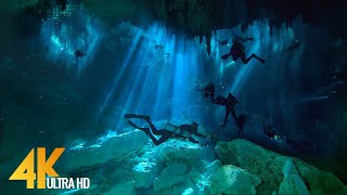 4K Cenotes Dive Relaxation Video  Mexican Underwater Caves  Incredible Underwater World  3 HOUR [upl. by Vena]