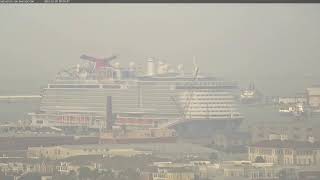 Carnival Jubilee Arrives Live to Galveston Texas  Galvestoncom Emerald Cam [upl. by Gannie657]