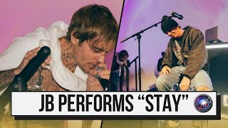 Justin Bieber performs STAY with Kid Laroi at the opening OBB studio in LA [upl. by Rehtaeh]