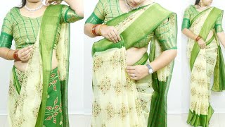 Perfect Tussar Silk Saree Draping Tutorial  Cotton Saree Draping with Perfect Pleats  Easy Drape [upl. by Sisco]