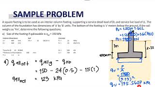 Foundation Engineering  Design and Analysis of Concentrically Loaded Square Footing Prb 1 Pt IV [upl. by Sumetra]