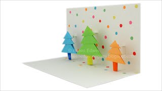 Origami PopUp Christmas Tree Card Video Tutorial HD [upl. by Rena]