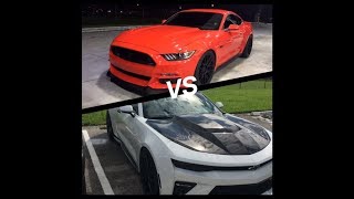 Procharged 2015 Mustang GT vs Procharged 2016 Camaro SS [upl. by Wilkie]