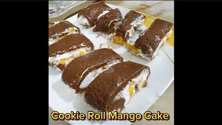 Cookie Roll Mango Cake  Candy Biscuits Cake Rolls  Just 10 Minutes Dessert shorts dessert [upl. by Aicile]