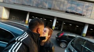 Romantic kiss in poland street by ishan goyal to her wife [upl. by Yelbmik240]