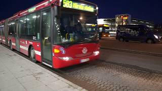 Sweden Stockholm ride with bus 583 from Arlanda Airport Terminal 5 to Märsta Train Station [upl. by Artinek424]