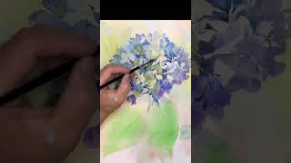 Hydrangeas watercolor painting watercolorpainting hydrangeas flowerart [upl. by Spoor]