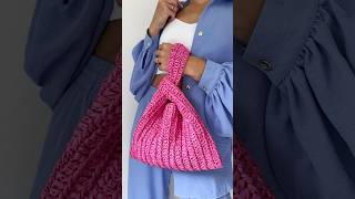 The BEST pink Summer bag🩷 Raffia natural crochet wrist bag crochetbag artandcraft veganbags [upl. by Elka]