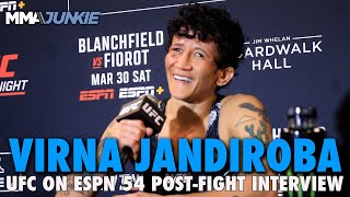 Virna Jandiroba Breaks Out Singing English After Defeating Loopy Godinez UFC on ESPN 54 [upl. by Aaren]