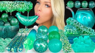 ASMR TEAL GALAXY FOOD MUKBANG HONEYCOMB PIPETTE SQUEEZE DRINK JELLY SYRINGE SPRINKLES 먹방 [upl. by Ahsekahs638]