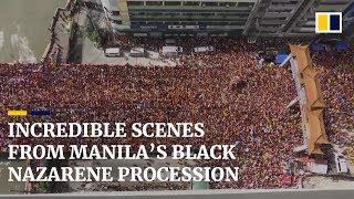 Incredible scenes from Manilas Black Nazarene procession [upl. by Ellebana863]