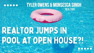 Realtor JUMPS IN POOL at OPEN HOUSE Coldwell Banker Tomlinson [upl. by Sucul474]