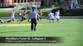 Woodberry Forests CJ Prosise punt return against Collegiate [upl. by Olfe707]