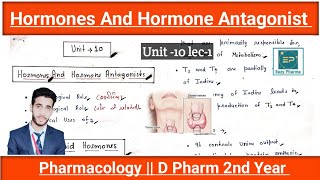 Hormones And Hormone Antagonist  U10 lec1  Pharmacology D Pharm 2nd Year [upl. by Adnolahs27]