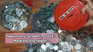 Napuno ang garapon ng StickO 850g Magkano ang naipon na 10 Peso Coin [upl. by Beverlee418]