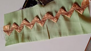 Ep34 sewing tips with lace zigzag design  cutwork design with lace [upl. by Ala]