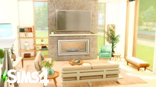 Bright Living Room with CUSTOM Fireplace The Sims 4 Room Building Shorts [upl. by Riehl]