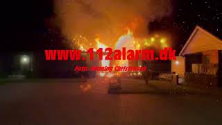 Voldsom villa brand Skinbjerg i Jelling 12092023 Kl 2220 [upl. by Squire]