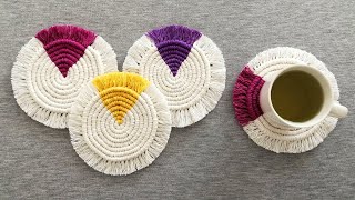 DIY como hacer POSAVASOS 🍵 en MACRAME paso a paso  DIY Macrame Coasters [upl. by Desta]